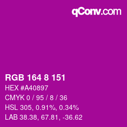 Color code: RGB 164 8 151 | qconv.com