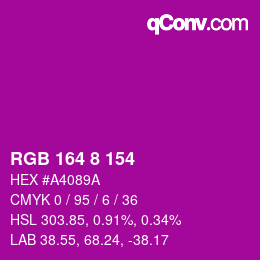 カラーコード: RGB 164 8 154 | qconv.com