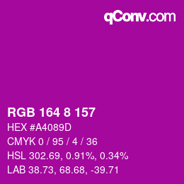 カラーコード: RGB 164 8 157 | qconv.com