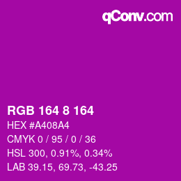 Color code: RGB 164 8 164 | qconv.com