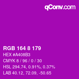 Color code: RGB 164 8 179 | qconv.com