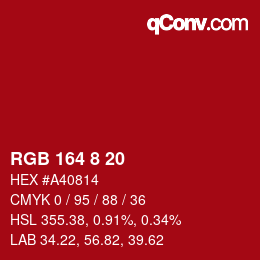 Color code: RGB 164 8 20 | qconv.com