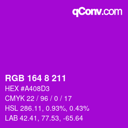 カラーコード: RGB 164 8 211 | qconv.com