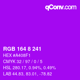 Código de color: RGB 164 8 241 | qconv.com