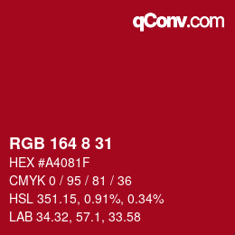 Color code: RGB 164 8 31 | qconv.com