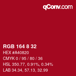 Farbcode: RGB 164 8 32 | qconv.com
