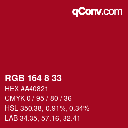 カラーコード: RGB 164 8 33 | qconv.com