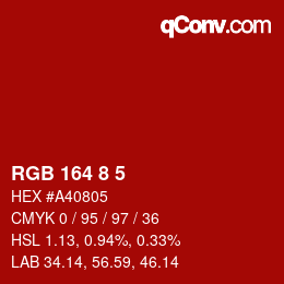 Color code: RGB 164 8 5 | qconv.com