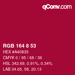 Color code: RGB 164 8 53 | qconv.com