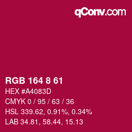 Color code: RGB 164 8 61 | qconv.com