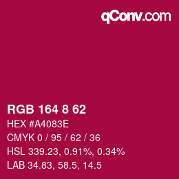 Color code: RGB 164 8 62 | qconv.com