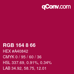 カラーコード: RGB 164 8 66 | qconv.com