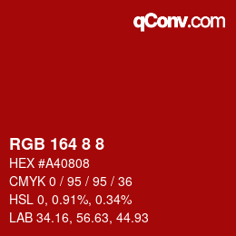 Code couleur: RGB 164 8 8 | qconv.com