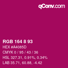 Color code: RGB 164 8 93 | qconv.com