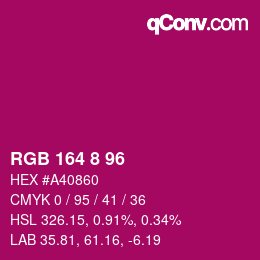 カラーコード: RGB 164 8 96 | qconv.com