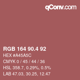 カラーコード: RGB 164 90.4 92 | qconv.com