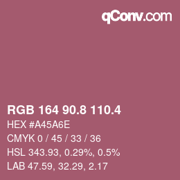 カラーコード: RGB 164 90.8 110.4 | qconv.com