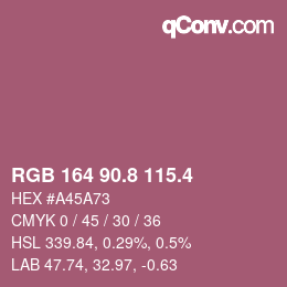 カラーコード: RGB 164 90.8 115.4 | qconv.com