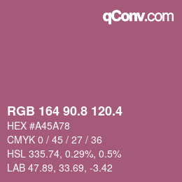 カラーコード: RGB 164 90.8 120.4 | qconv.com