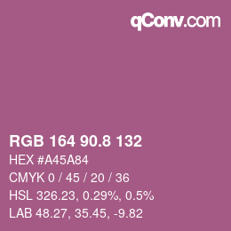 カラーコード: RGB 164 90.8 132 | qconv.com