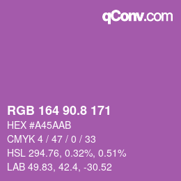 カラーコード: RGB 164 90.8 171 | qconv.com