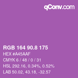 カラーコード: RGB 164 90.8 175 | qconv.com