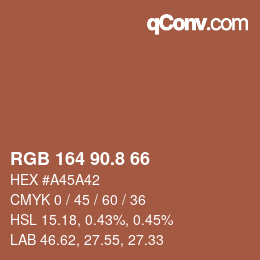 カラーコード: RGB 164 90.8 66 | qconv.com