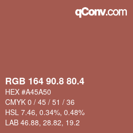 カラーコード: RGB 164 90.8 80.4 | qconv.com