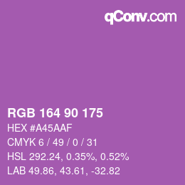 颜色代码: RGB 164 90 175 | qconv.com