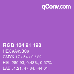 Color code: RGB 164 91 198 | qconv.com