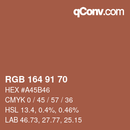 Color code: RGB 164 91 70 | qconv.com