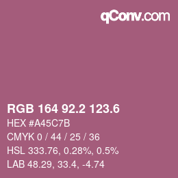 カラーコード: RGB 164 92.2 123.6 | qconv.com
