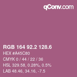 カラーコード: RGB 164 92.2 128.6 | qconv.com