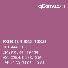 カラーコード: RGB 164 92.2 133.6 | qconv.com