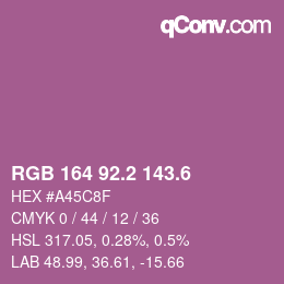 カラーコード: RGB 164 92.2 143.6 | qconv.com