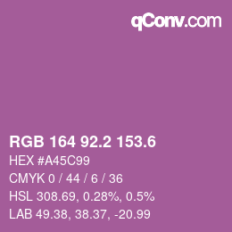 カラーコード: RGB 164 92.2 153.6 | qconv.com