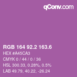 カラーコード: RGB 164 92.2 163.6 | qconv.com