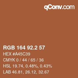 カラーコード: RGB 164 92.2 57 | qconv.com