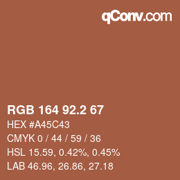 カラーコード: RGB 164 92.2 67 | qconv.com