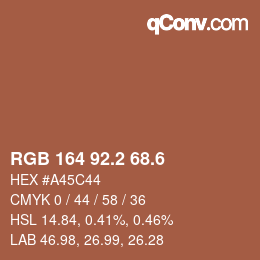 カラーコード: RGB 164 92.2 68.6 | qconv.com