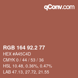 カラーコード: RGB 164 92.2 77 | qconv.com