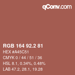 カラーコード: RGB 164 92.2 81 | qconv.com