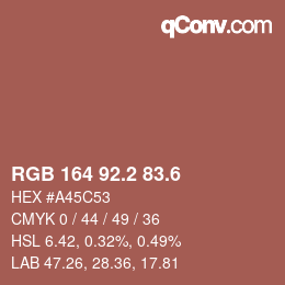 カラーコード: RGB 164 92.2 83.6 | qconv.com
