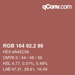 カラーコード: RGB 164 92.2 86 | qconv.com