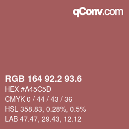 カラーコード: RGB 164 92.2 93.6 | qconv.com
