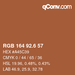 カラーコード: RGB 164 92.6 57 | qconv.com