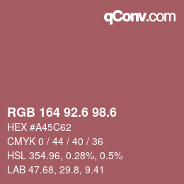 カラーコード: RGB 164 92.6 98.6 | qconv.com