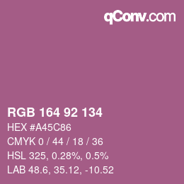 颜色代码: RGB 164 92 134 | qconv.com