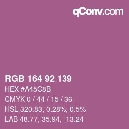 颜色代码: RGB 164 92 139 | qconv.com