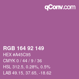 カラーコード: RGB 164 92 149 | qconv.com